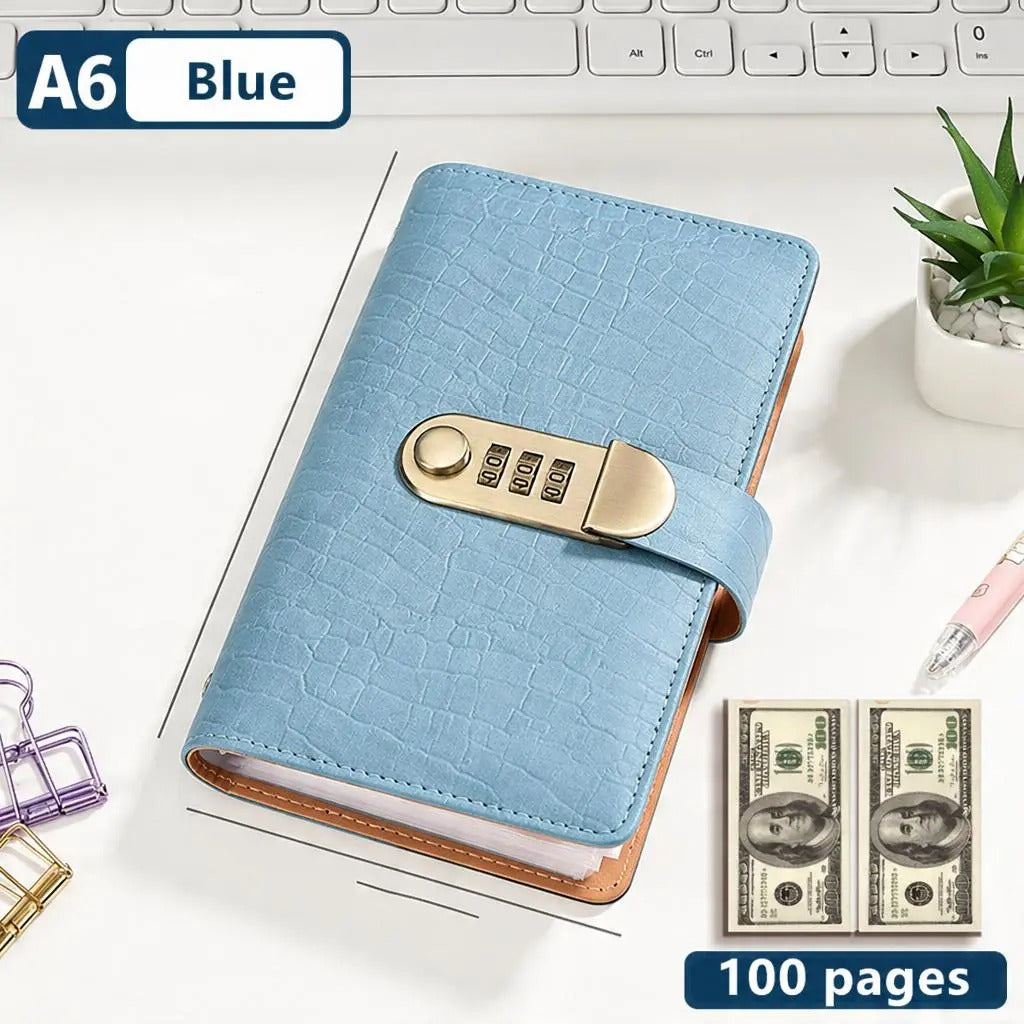100 Pocket Banknote Collecting Album, PU Leather Password Lock Currency Binder with Clear Transparent Sleeves