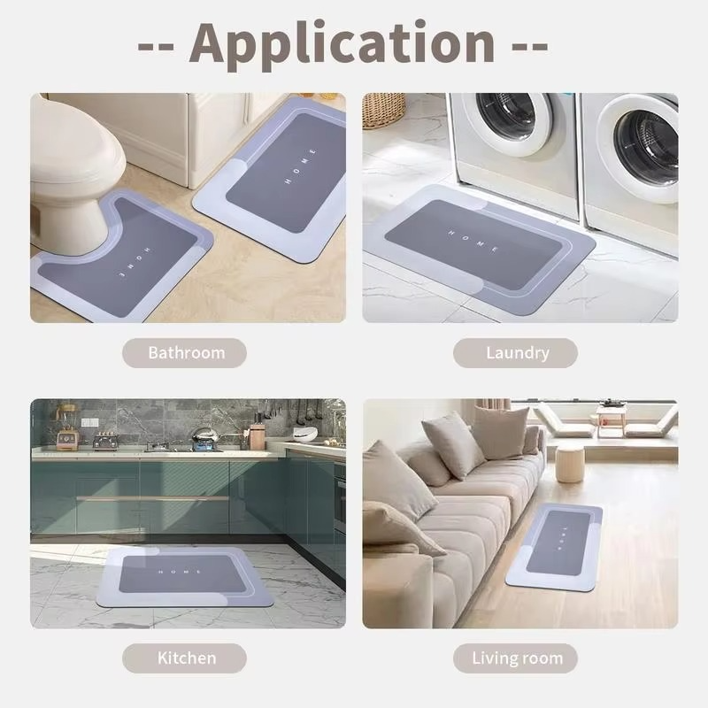 3-Piece Anti-Slip Bathroom Mat Set Quick-Dry U-Shaped Toilet & Floor Mats