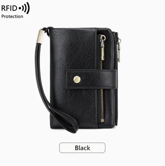 Women's long wallet, stylish clutch, elegant solid color RFID blocking leather wallet!