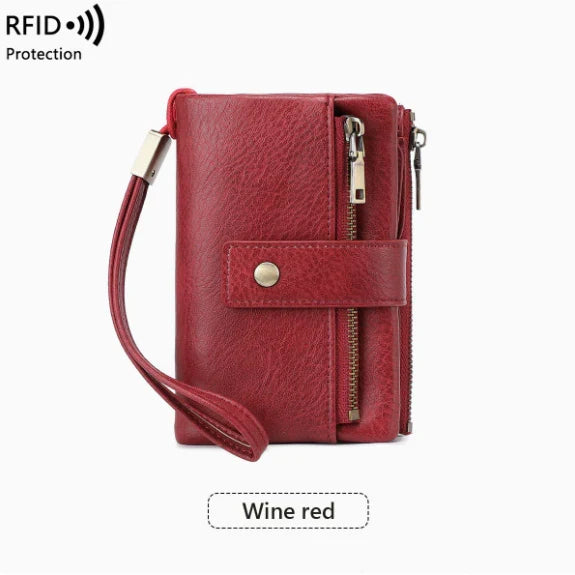 Women's long wallet, stylish clutch, elegant solid color RFID blocking leather wallet!