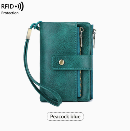 Women's Retro Style RFID Blocking Tri-fold Wallet