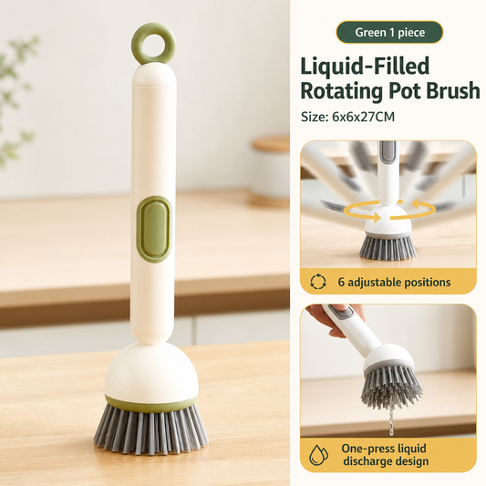360 Rotating Soap Dispensing Dish Brush with Interchangeable Heads