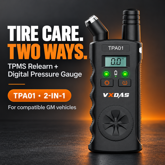 2-in-1 TPMS Relearn Tool & Digital Tire Pressure Gauge for GM