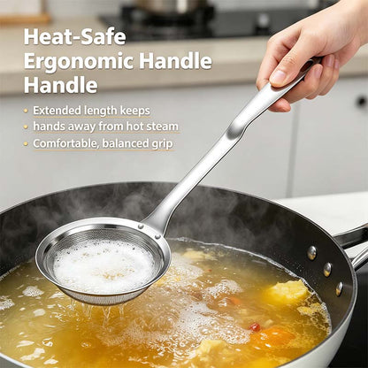 2-Piece Stainless Steel Fine Mesh Skimmer Spoons, Multi-Size Pot Fat Skimmers