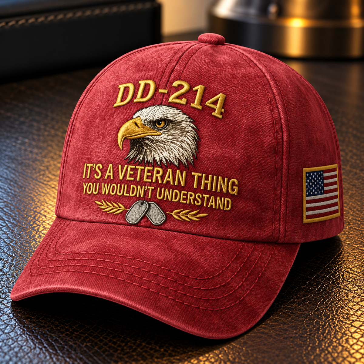 100% Handmade DD-214 Veteran Honor Embroidered Cap