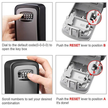 Wall Mount Resettable Combination Key Box Rust Proof, Large Storage, Heavy Duty