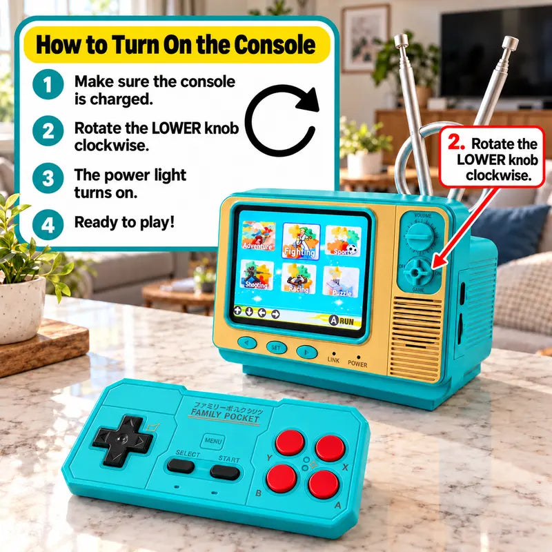 GV300 Retro Mini TV Gaming Console 2.8' IPS Screen, 308 Classic Games & Wireless Controller