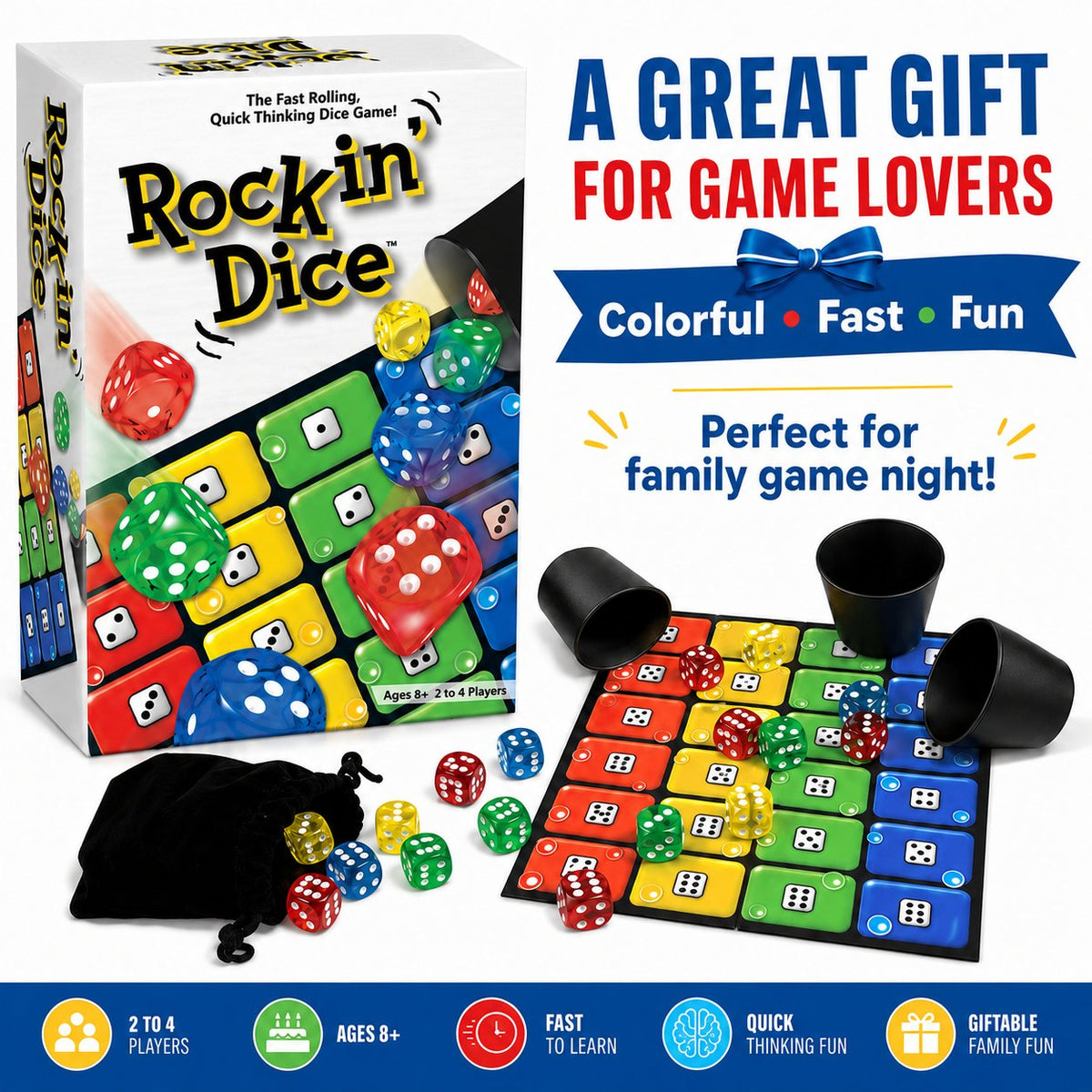 Rocking Dice Game for Family Game Night & Parties
