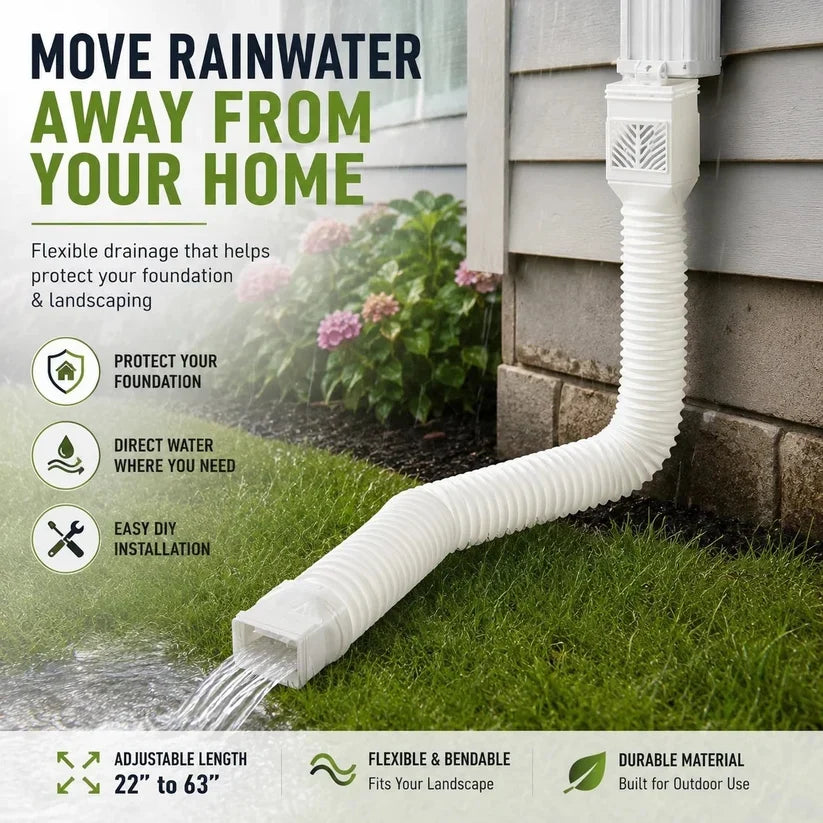 Flexible Downspout Extension Kit 22 63in Rainwater Drainage Pipe