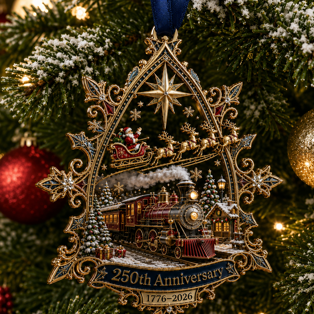 250th Anniversary: Santa Flying Over the White House on a Snowy Night