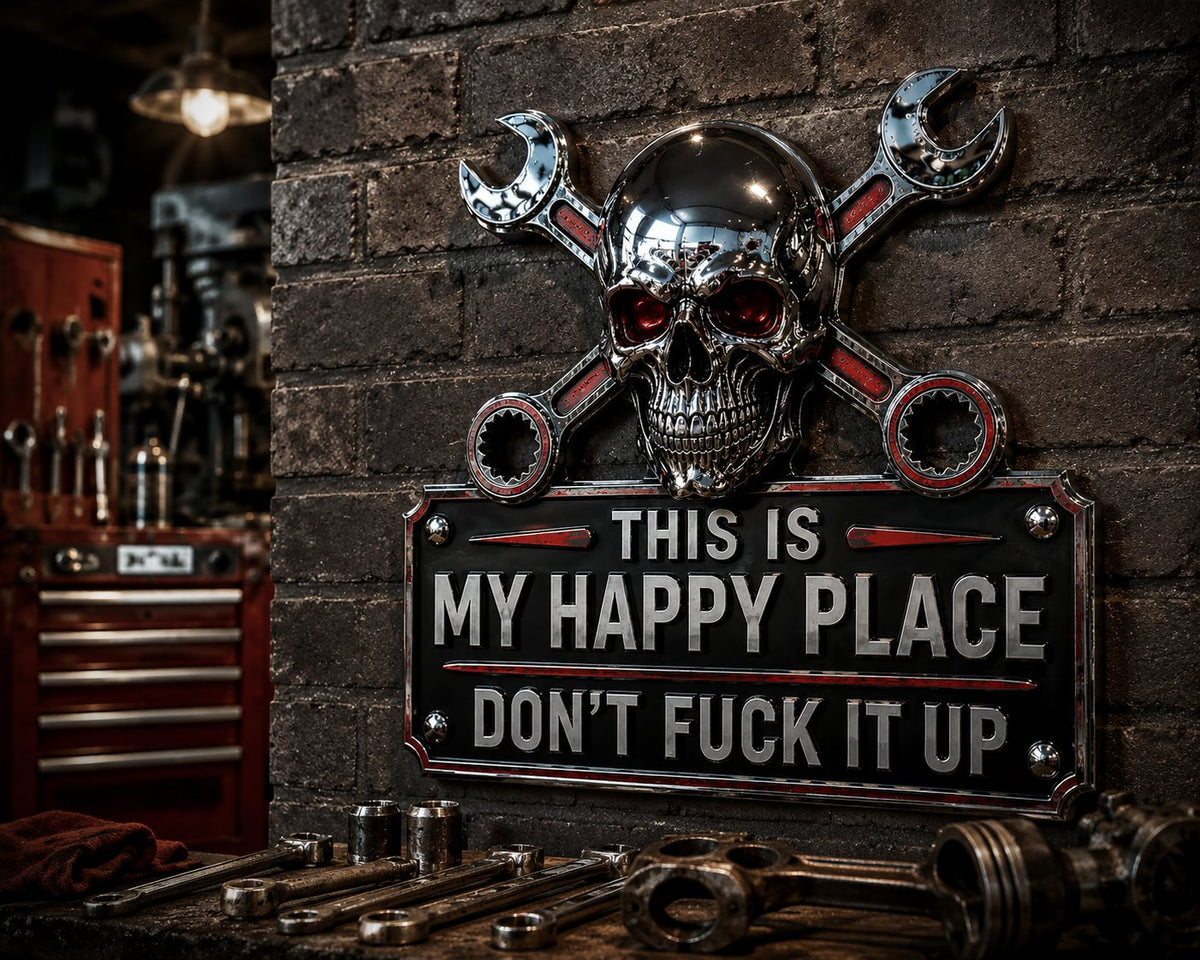 "This Is My Happy Place" Garage Wall Sign