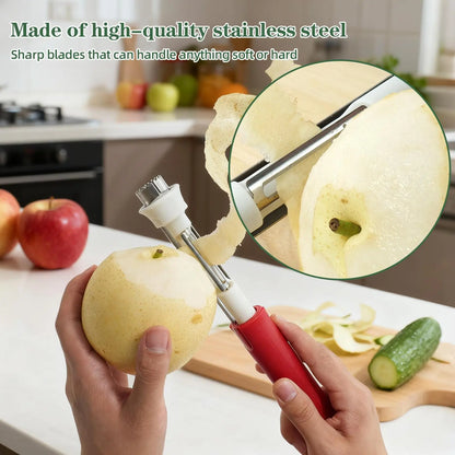 2-in-1 Apple Corer & Peeler Stainless Steel Fruit Coring Tool for Apples, Pears & Peppers | Quick Seed Remover