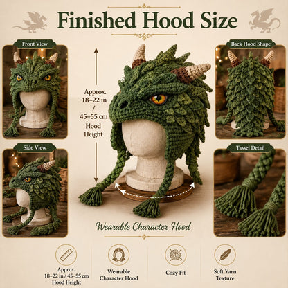 Fantasy Hood Hat DIY Crochet Kit | Premium Soft Yarn Materials with Step-by-Step Guide DIY Handmade Wearable Character