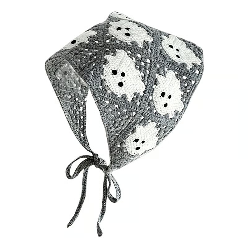 Halloween Spider Web Knit Headscarf