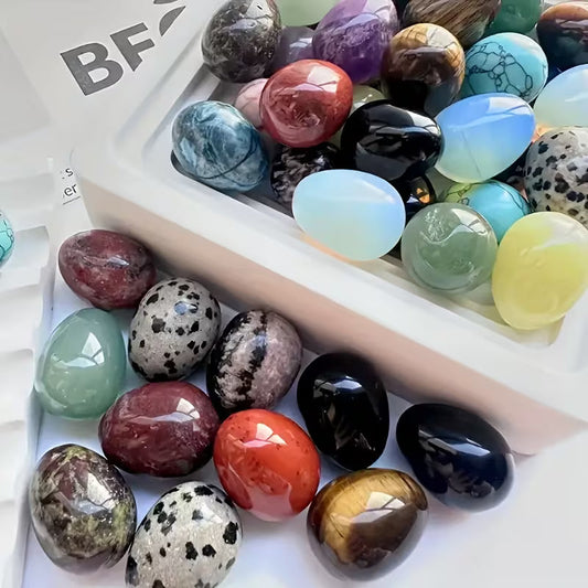 10Pcs Easter Egg Stones | Crystal Polished Gemstone Eggs | DIY Home Decor Accents