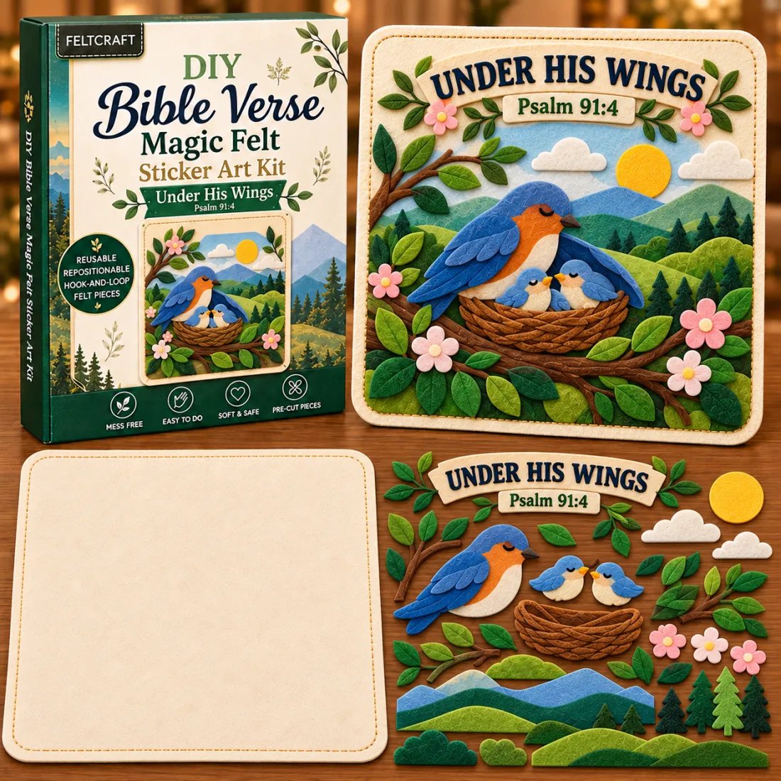 Bible Verse Magic Felt Sticker Art DIY Kit 6 Faith-Inspired Designs