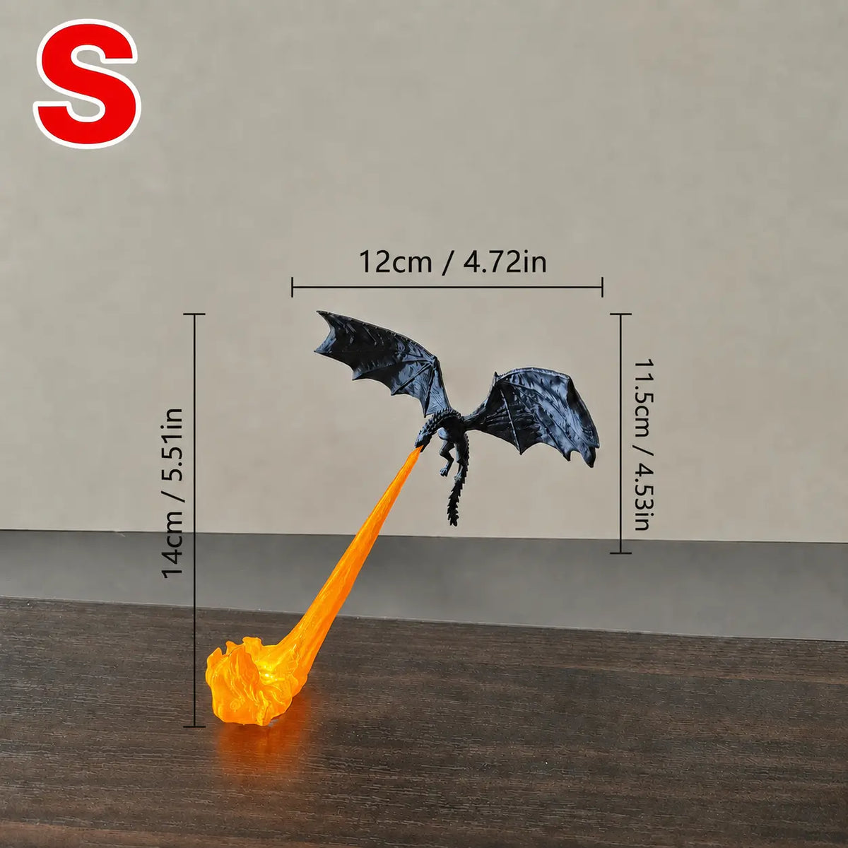 3D-Printed Illuminated Dragon Flame Book Nook Mystical Fantasy Bookshelf D cor
