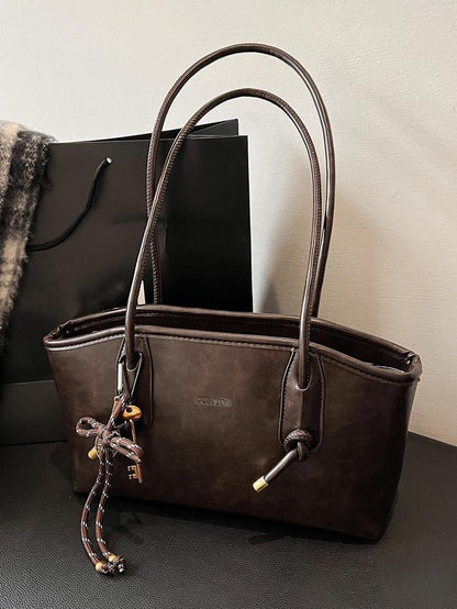 Women's Elegant Solid Color Large Capacity Shoulder Bag | Trendy Versatile Tote for Daily Commute & Casual Use
