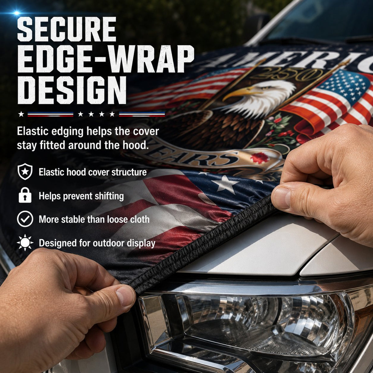 Patriotic American Flag Car Hood Cover