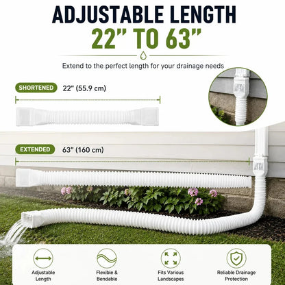 Flexible Downspout Extension Kit 22 63in Rainwater Drainage Pipe