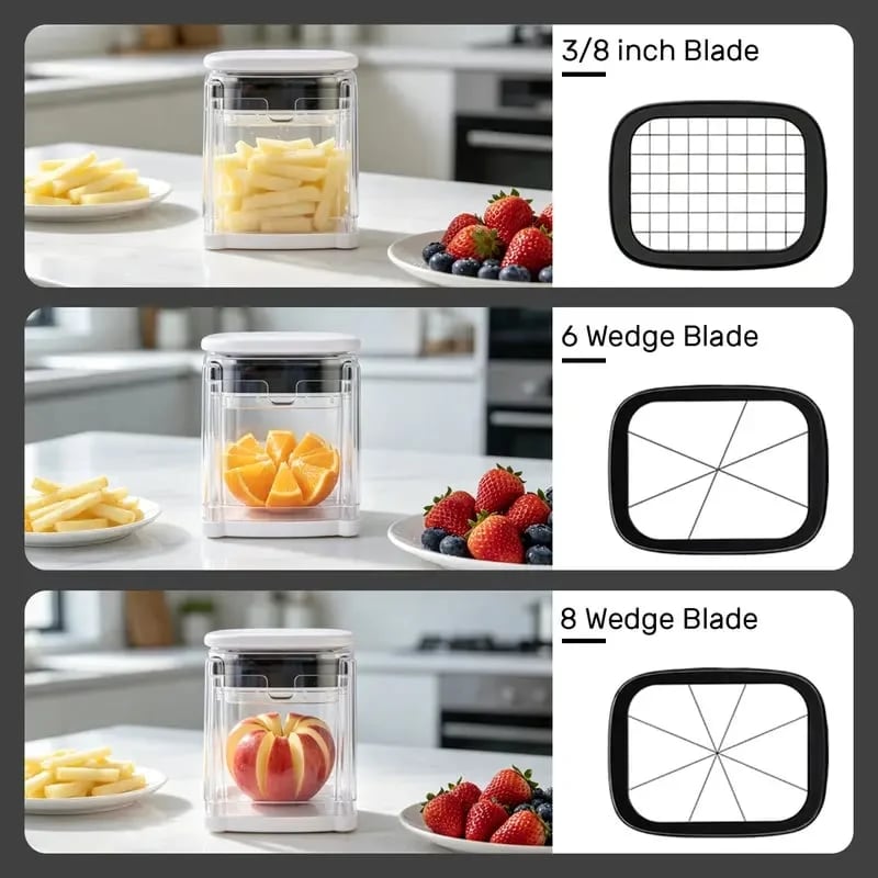 2026 - Fingersafe French Fry Cutter Stainless Steel Potato Slicer with Detachable Interchangeable Blades