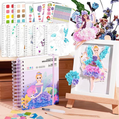 Poke-in 4-in-1 Diamond Painting Kits & Art Magic Princess Craft Kit Stuffers Watercolor DIY Gifts for Girls Handicraft