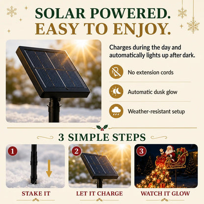 2026 Santa s Flying Sleigh Gift Cascade Solar Christmas Garden Light