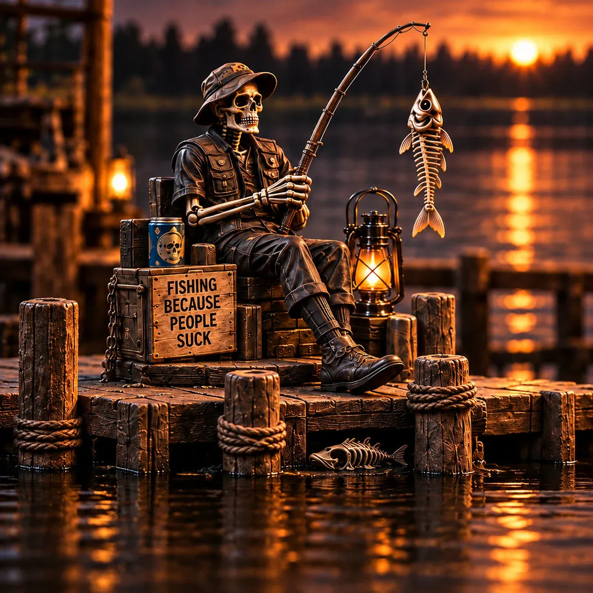 Bad to the Bone 6 Dark Humor Skeleton Collectibles for Men, Man Cave Decor & Unique Gifts