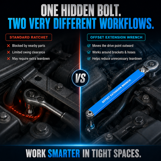3/8' Offset Extension Wrench Set Reach Tight Bolts Without Removing Parts