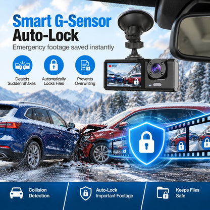 Upgraded 360 Protection Dash Cam Triple-Lens 1080P Front Cabin Rear | WiFi Phone Link Never Drive Blind Again!