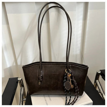 Women's Elegant Solid Color Large Capacity Shoulder Bag | Trendy Versatile Tote for Daily Commute & Casual Use