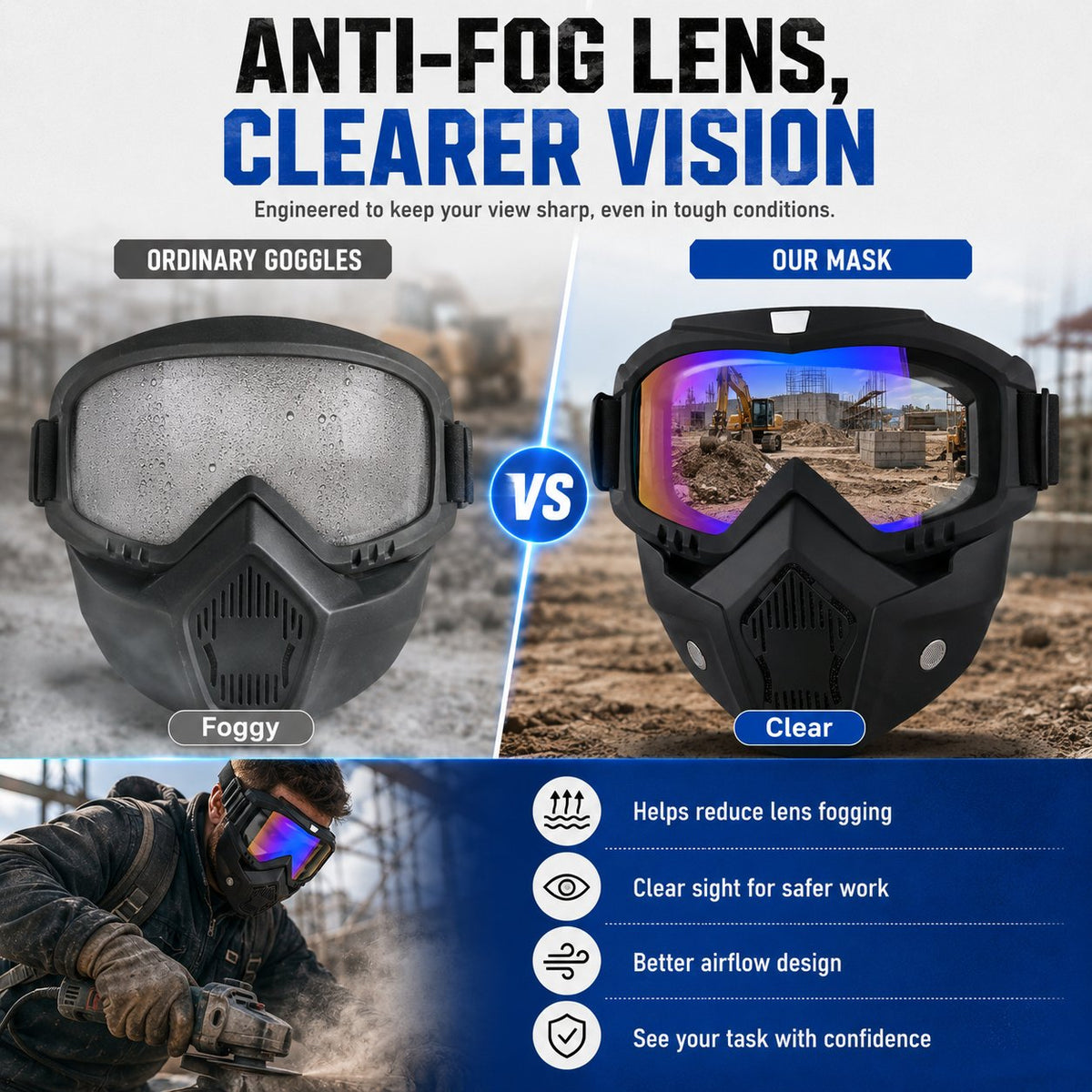 Multi-Functional Protective Face Mask - Auto-Darkening Welding Goggles