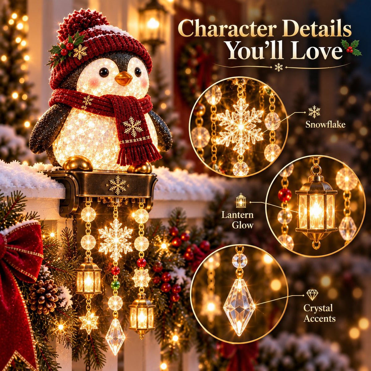 Christmas Porch Railing Lights 4 Festive Character Designs