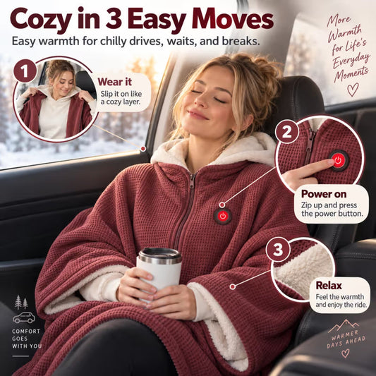 8-Zone Wearable Heated Blanket Cozy Shawl with 3 Heat Levels & USB Power