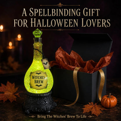 Lighted Witches Brew Poison Bottle Glitter Globe