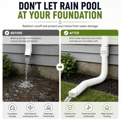 Flexible Downspout Extension Kit 22 63in Rainwater Drainage Pipe