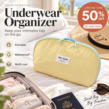 Portable Underwear Travel Organizer Separate Storage for Bras, Panties & Socks