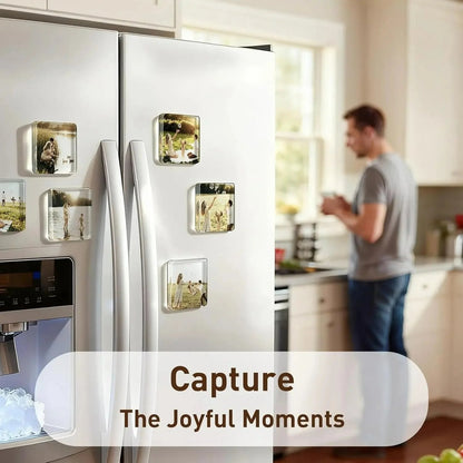 10 Pack 2'x2' Clear Acrylic DIY Fridge Magnets Set with Adhesive Backing Square Magnetic Photo Frames