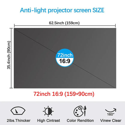100inch 4K UHD Anti-Light Foldable Portable Projector Scree