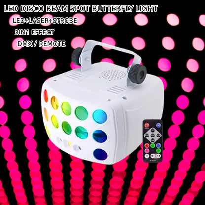3-in-1 DJ Party Lights RGBW Derby Beam, Sound Activated + Remote