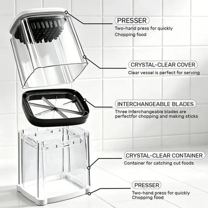 2026 - Fingersafe French Fry Cutter Stainless Steel Potato Slicer with Detachable Interchangeable Blades