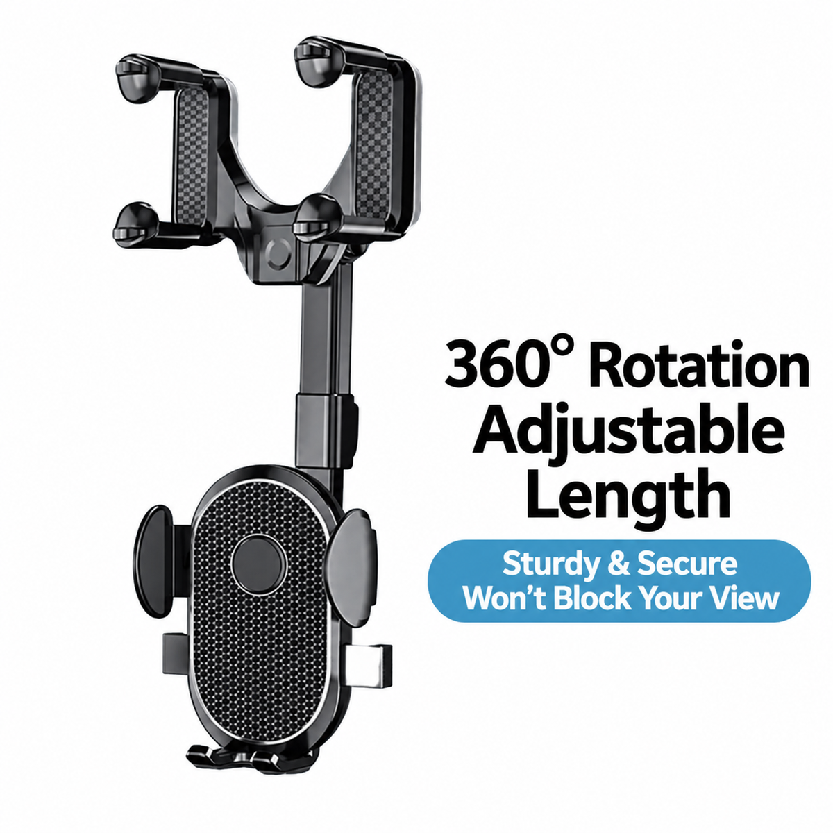 360 Rotatable and Retractable-Car Rearview Mirror Phone Holder