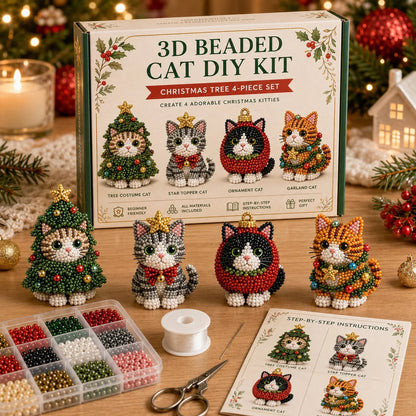 Create Your Own 3D Beaded Christmas Cats | Beginner-Friendly DIY Kit