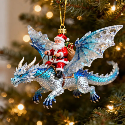 Santa Riding Dragon Christmas Ornaments 6-Piece Fantasy Collectible Set
