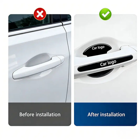 8-Piece Car Door Handle Cover Sticker Set - Scratch-Resistant Door Groove Protection