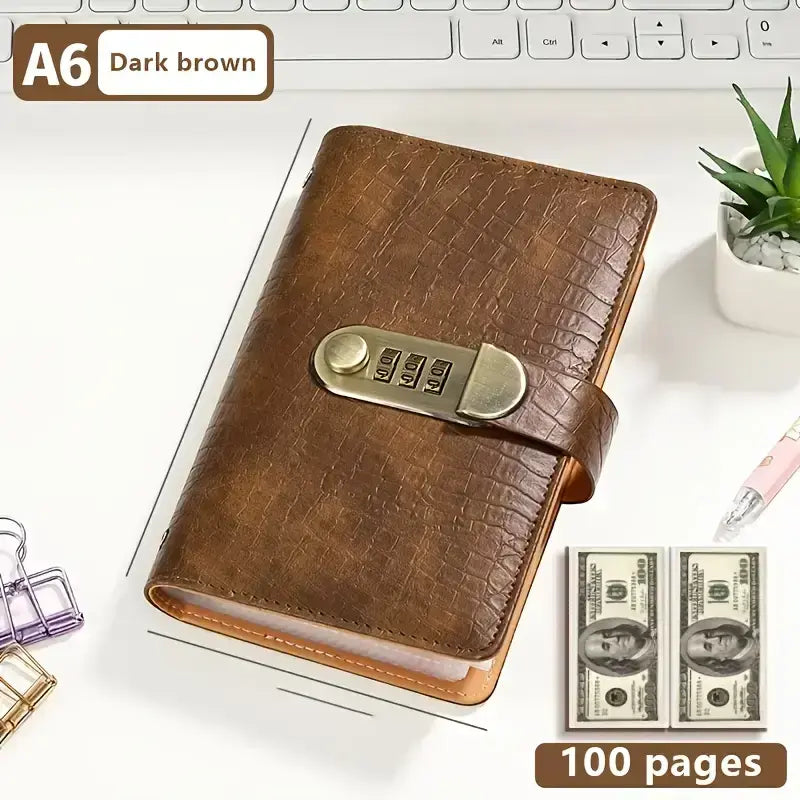 100 Pocket Banknote Collecting Album, PU Leather Password Lock Currency Binder with Clear Transparent Sleeves