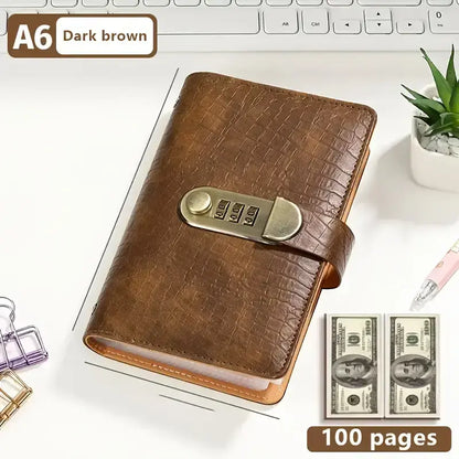100 Pocket Banknote Collecting Album, PU Leather Password Lock Currency Binder with Clear Transparent Sleeves