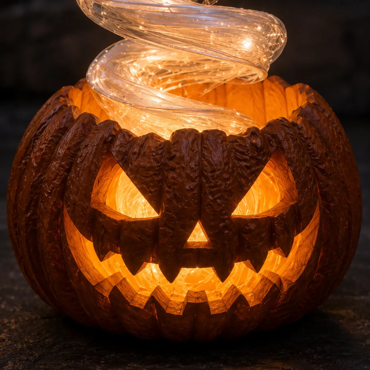 Swirling Ghost Pumpkin Yard Lamp