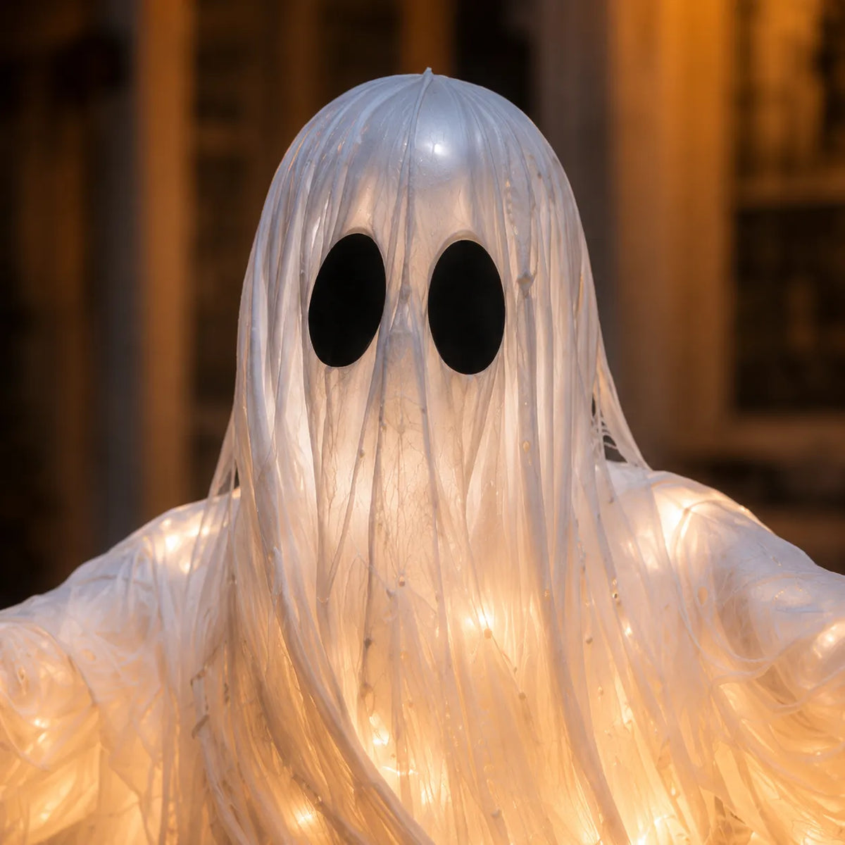 Swirling Ghost Pumpkin Yard Lamp