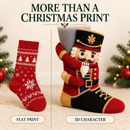 3D Hugging Christmas Socks Cute Knit Holiday Socks 5 Designs
